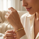 Pulseira com nome da família personalizado com pedras energéticas da paz - Em aço inoxidável