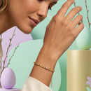 Pulseira com nome da família personalizado com pedras energéticas da paz - Em aço inoxidável