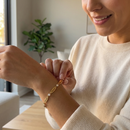 Pulseira com nome da família personalizado com pedras energéticas da paz - Em aço inoxidável