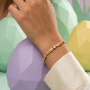 Pulseira com nome da família personalizado com pedras energéticas da paz - Em aço inoxidável