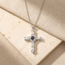 Colar Crucifixo com foto projetada Personalizável - Grave uma foto dentro do colar - em aço inoxidável