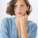 Pulseira com nome da família personalizado com pedras energéticas da paz - Em aço inoxidável